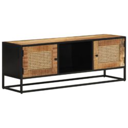 TV-benk 110x30x40 cm grovt heltre mangotre og jern