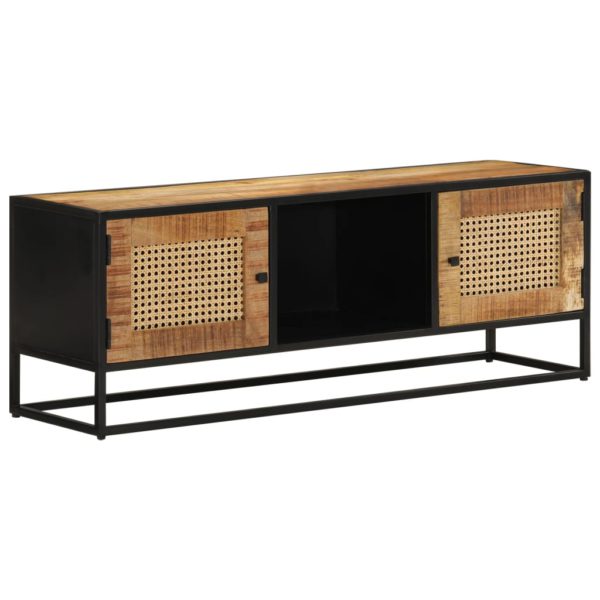 TV-benk 110x30x40 cm grovt heltre mangotre og jern