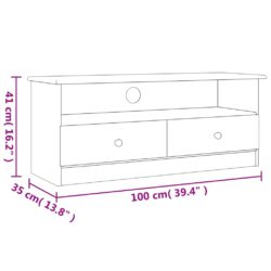 TV-benk med skuffer ALTA hvit 100x35x41 cm heltre furu