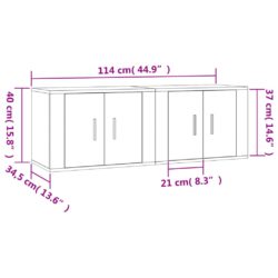 Vegghengte TV-benker 2 stk hvit 57×34,5×40 cm