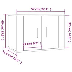 Vegghengte TV-benker 2 stk hvit 57×34,5×40 cm