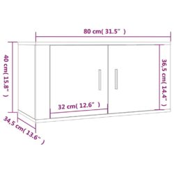 Vegghengte TV-benker 2 stk høyglans hvit 80×34,5×40 cm