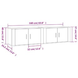 Vegghengte TV-benker 2 stk betonggrå 80×34,5×40 cm