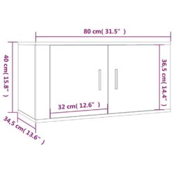 Vegghengte TV-benker 2 stk røkt eik 80×34,5×40 cm