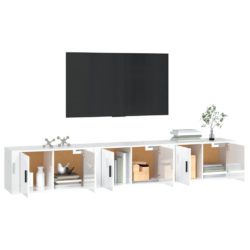 Vegghengte TV-benker 3 stk høyglans hvit 80×34,5×40 cm