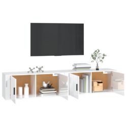 Vegghengte TV-benker 2 stk høyglans hvit 100×34,5×40 cm