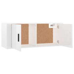 Vegghengte TV-benker 2 stk høyglans hvit 100×34,5×40 cm