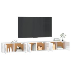 Vegghengte TV-benker 3 stk høyglans hvit 100×34,5×40 cm