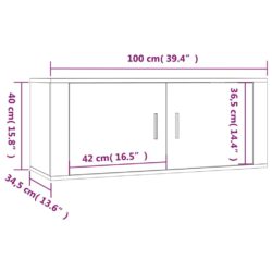 Vegghengte TV-benker 3 stk høyglans hvit 100×34,5×40 cm