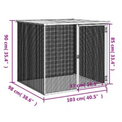 Kyllingbur med tak lysegrå 103x98x90 cm galvanisert stål