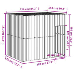 Hundehus med tak antrasitt 214x153x181 cm galvanisert stål