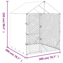 Utendørs hundekennel sølv 2x2x2,5 m galvanisert stål