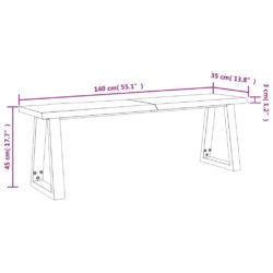 Benk med naturlig kant 140 cm heltre akasie