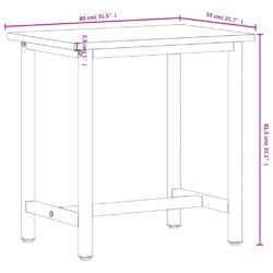 Arbeidsbenk 80x55x81,5 cm heltre bøk og metall