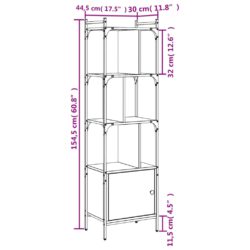 Bokhylle med dører grå sonoma 44,5x30x154,5 cm konstruert tre