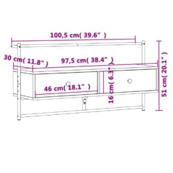 TV-benk veggmontert svart 100,5x30x51 cm konstruert tre