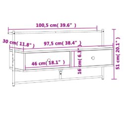 TV-benk veggmontert sonoma eik 100,5x30x51 cm konstruert tre