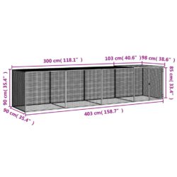 Kyllingbur med tak antrasitt 403x98x90 cm galvanisert stål