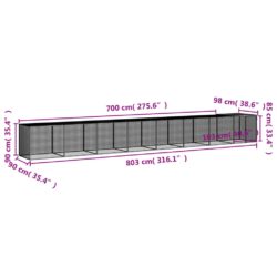 Kyllingbur med tak antrasitt 803x98x90 cm galvanisert stål