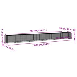 Kyllingbur med tak antrasitt 1003x98x90 cm galvanisert stål