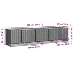 Kyllingbur med tak antrasitt 403x98x90 cm galvanisert stål