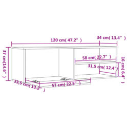 TV-benk brun eik 120x34x37 cm konstruert tre