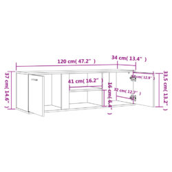 TV-benk røkt eik 120x34x37 cm konstruert tre