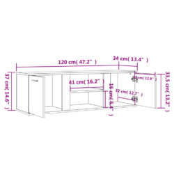 TV-benk brun eik 120x34x37 cm konstruert tre