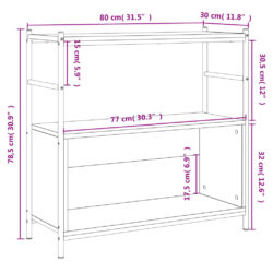 Bokhylle svart 80x30x78,5 cm konstruert tre og jern