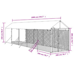 Utendørs hundekennel sølv 2x10x2,5 m galvanisert stål