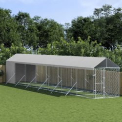 Utendørs hundekennel sølv 2x14x2,5 m galvanisert stål