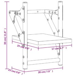 Vegghyller med stenger 2 stk røkt eik 20x25x30 cm