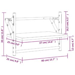 Vegghyller med stenger 2 stk svart 40x25x30 cm