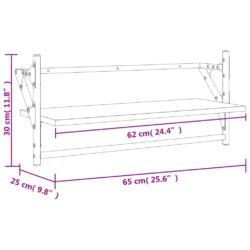 Vegghyller med stenger 2 stk svart 65x25x30 cm