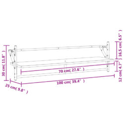 Vegghyller med stenger 2 stk svart 100x25x30 cm