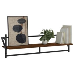 Vegghyller med stenger 2 stk brun eik 100x25x30 cm