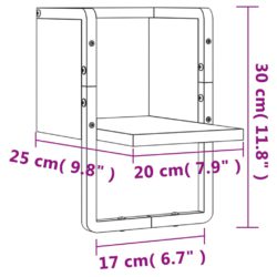 Vegghylle med stang brun eik 20x25x30 cm