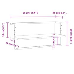 Vegghylle med stang sonoma eik 65x25x30 cm