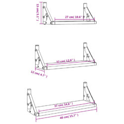 Vegghyllesett 3 stk brun eik konstruert tre