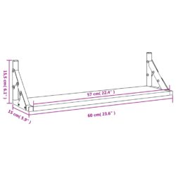 Vegghyller 2 stk svart 60x15x15,5 cm