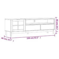 TV-benk med glassdør FLAM 158x40x50 cm heltre furu