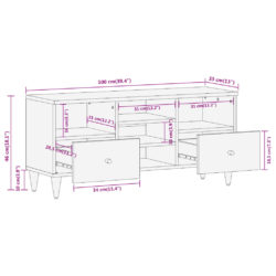 TV-benk 100x33x46 cm heltre mango