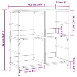 Bokhylle svart 78,5x33x82 cm konstruert tre