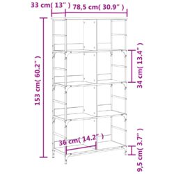 Bokhylle brun eik 78,5x33x153 cm konstruert tre