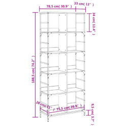 Bokhylle sonoma eik 78,5x33x188,5 cm konstruert tre