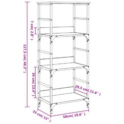 Bokhylle grå sonoma 50x33x117,5 cm konstruert tre