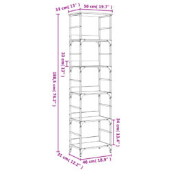 Bokhylle svart 50x33x188,5 cm konstruert tre