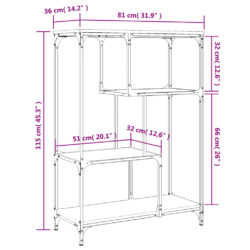 Bokhylle svart 81x36x115 cm konstruert tre og jern