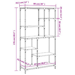 Bokhylle sonoma eik 99×35,5×176 cm konstruert tre og jern