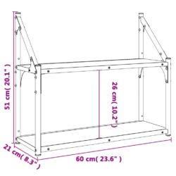 Vegghylle 3 etasjer sonoma eik 60x21x51 cm konstruert tre